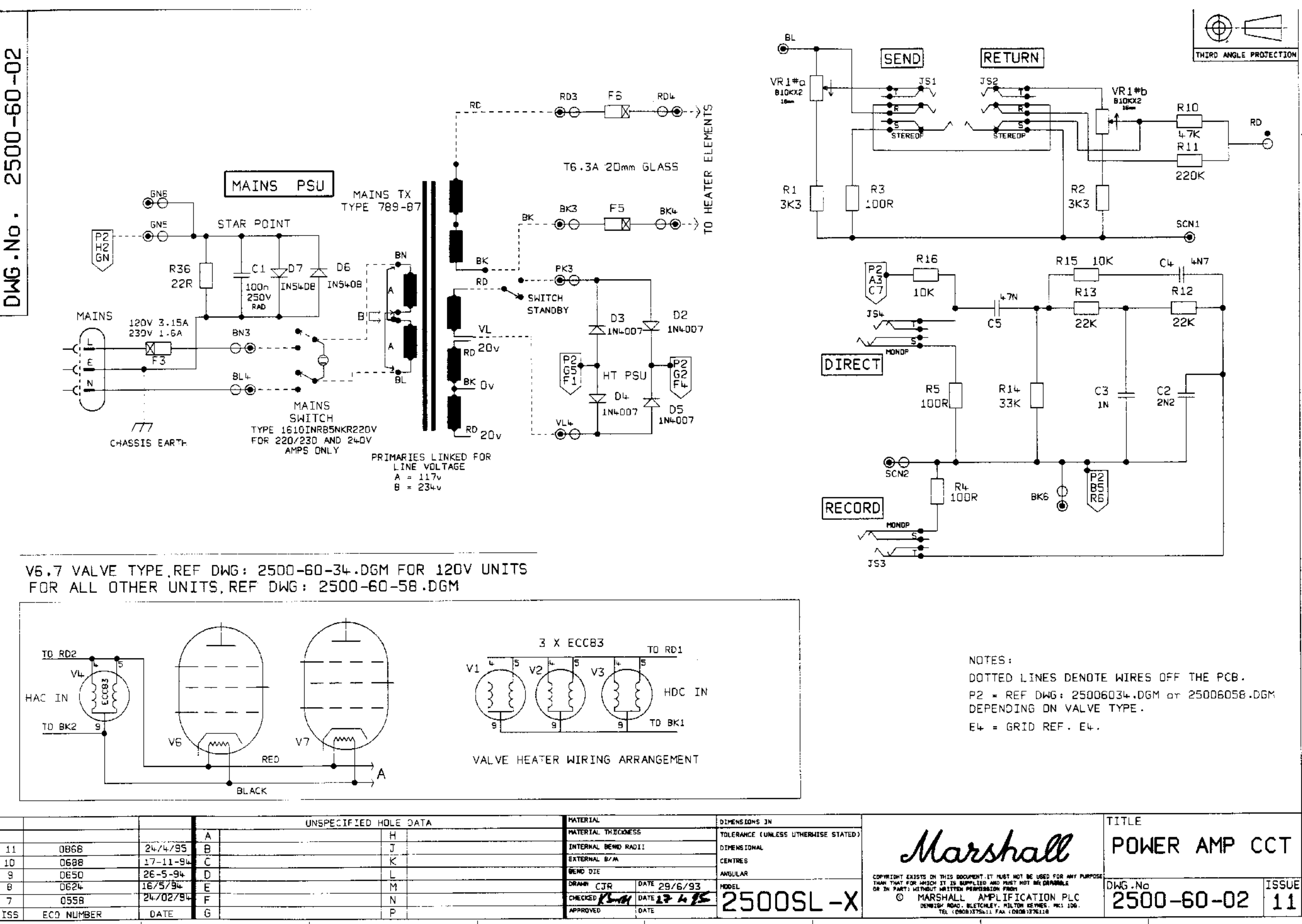Marshall SL-X power amp circuit 2500-60-02